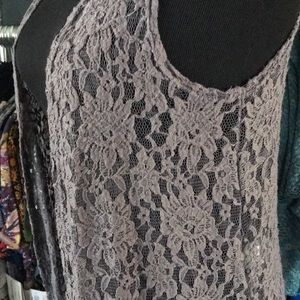 LuLaRoe Joy duster vest grey lace